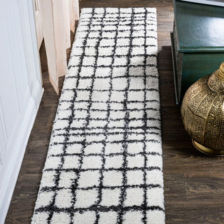 Arenal Geometric Grid Shag Area Rug
