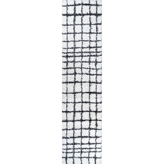 Arenal Geometric Grid Shag Area Rug