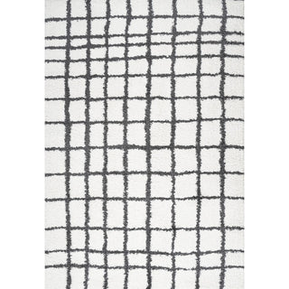 Arenal Geometric Grid Shag Area Rug