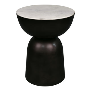 Atarah 16" Contemporary Natural Marble/Metal Handmade Hourglass End Table - JONATHAN Y