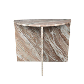 Patrice 24" Art Deco Minimalist Natural Marble Handmade Demilune Side Table - JONATHAN Y
