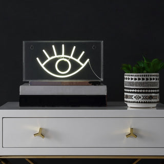 Eye 11.8" Contemporary Glam Acrylic Box USB Operated LED Neon Light - JONATHAN Y