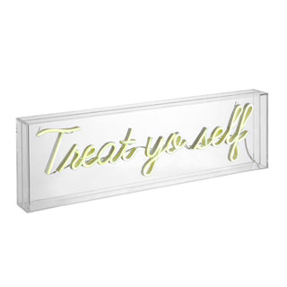 Treat Yo Self 20" Contemporary Glam Acrylic Box USB Operated LED Neon Light - JONATHAN Y