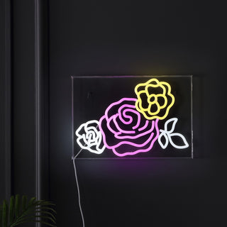 Crowd Of Roses Contemporary Glam Acrylic Box USB Operated LED Neon Light - JONATHAN Y