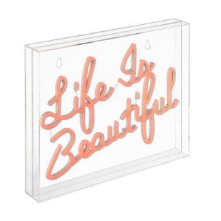 Life is Beautiful Contemporary Glam Acrylic Box USB Operated LED Neon Light - JONATHAN Y