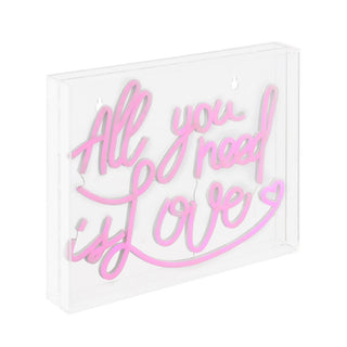 All You Need Is Love Contemporary Glam Acrylic Box USB Operated LED Neon Light - JONATHAN Y
