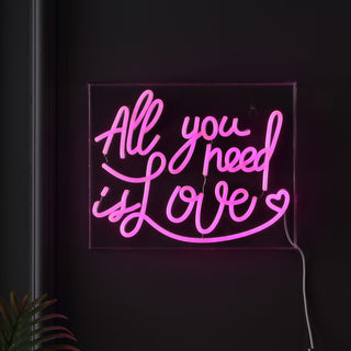 All You Need Is Love Contemporary Glam Acrylic Box USB Operated LED Neon Light - JONATHAN Y