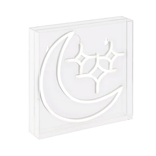 Starry Crescent Square Contemporary Glam Acrylic Box USB Operated LED Neon Light - JONATHAN Y