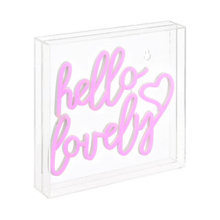 Hello Lovely Square Contemporary Glam Acrylic Box USB Operated LED Neon Light - JONATHAN Y