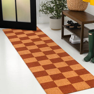 Porter Classic Farmhouse Checkered Coir Area Rug