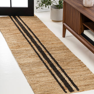 Olivier Rustic Beach House Wide Ticking Stripe Jute Area Rug