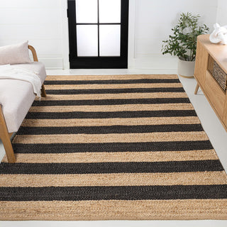 Jayden Rustic Farmhouse Woven Jute Stripe Area Rug