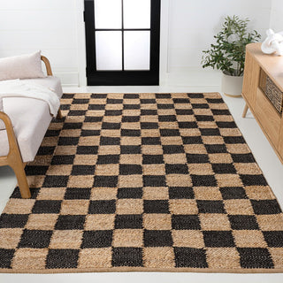 Theo Modern Farmhouse Woven Jute Checkerboard Area Rug