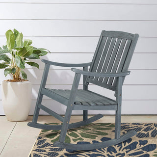 Penny Classic Slat-Back 300-Lbs Support Acacia Wood Patio Outdoor Rocking Chair - JONATHAN Y
