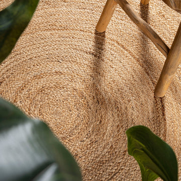Petal Boho Jute Scalloped Circle Area Rug