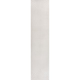 Freya High-Low Modern Scandinavian Arch Stripe Monotone Indoor/Outdoor Area Rug