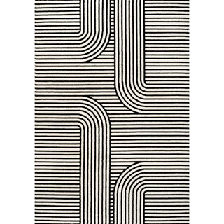 Anders High-Low MidCentury Modern Arch Stripe Two-Tone Indoor/Outdoor Area Rug