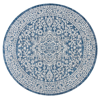Sinjuri Medallion Textured Weave Indoor/outdoor Round Rug