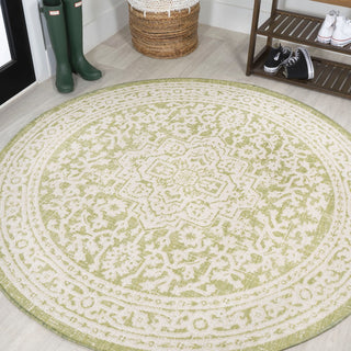 Sinjuri Medallion Textured Weave Indoor/outdoor Round Rug