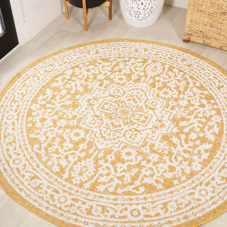 Sinjuri Medallion Textured Weave Indoor/outdoor Round Rug