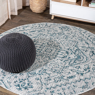 Estrella Bohemian Medallion Textured Weave Indoor/outdoor Round Rug