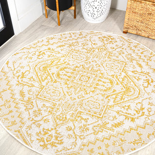 Estrella Bohemian Medallion Textured Weave Indoor/outdoor Round Rug