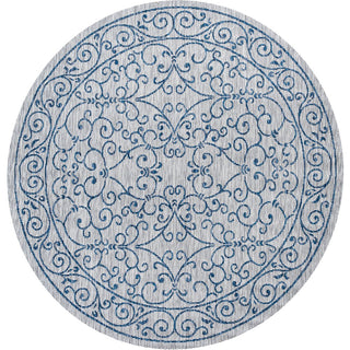 Charleston Vintage Filigree Textured Weave Indoor/outdoor Round Rug
