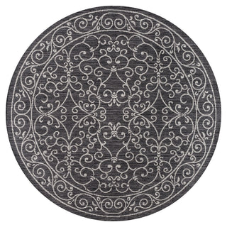 Charleston Vintage Filigree Textured Weave Indoor/outdoor Round Rug