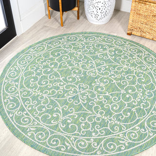 Charleston Vintage Filigree Textured Weave Indoor/outdoor Round Rug