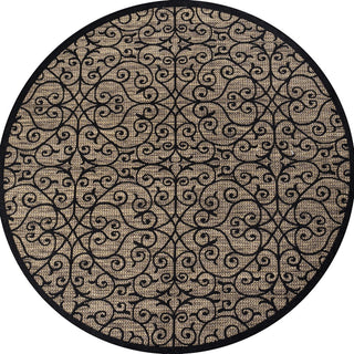 Madrid Vintage Filigree Textured Weave Indoor/outdoor Round Rug