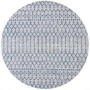 Ourika Moroccan Geometric Textured Weave Indoor/outdoor Round Rug