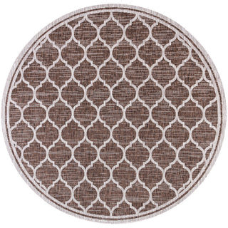 Trebol Moroccan Trellis Textured Weave Indoor/outdoor Round Rug