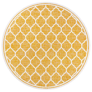 Trebol Moroccan Trellis Textured Weave Indoor/outdoor Round Rug