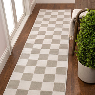 Modern Geometric Checkerboard High-Low Area Rug