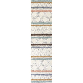 Faiza Moroccan Striped Geometric High-low Area Rug