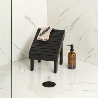 Saru 11.8" Traditional Classic Solid Acacia Wood Shower Shaving Foot Stool