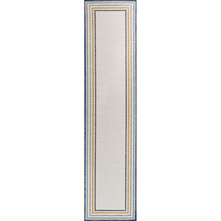 Pollux Classic Coastal Mitred Stripe Reversible Machine-Washable Indoor/Outdoor Area Rug