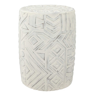 Drornzok 17.75" Geometric Drum Garden Stool - JONATHAN Y