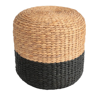 Aimee 15.7" Modern Minimalist Two-Tone Hand-Woven Hyacinth Stool/Ottoman