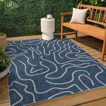 Nolan Modern Coastal Organic Shapes Indoor/Outdoor Area Rug