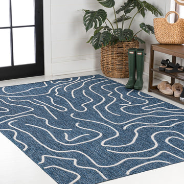 Nolan Modern Coastal Organic Shapes Indoor/Outdoor Area Rug