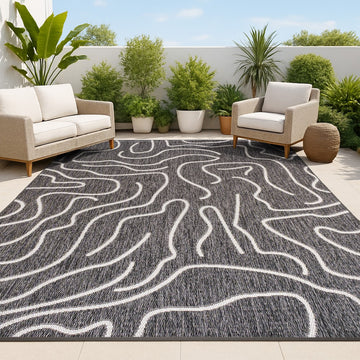 Nolan Modern Coastal Organic Shapes Indoor/Outdoor Area Rug