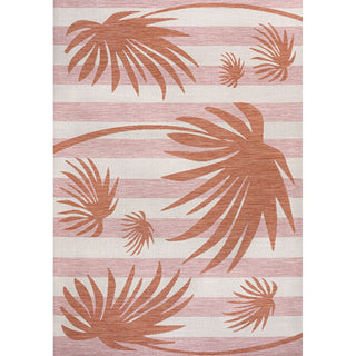 Veronica Classic Beach Stripe And Palm Leaf Indoor/Outdoor Area Rug