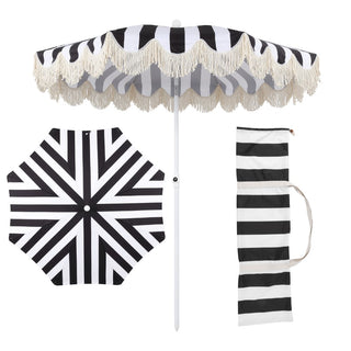 Mariner 6.5 ft. Classic Cottage Fringe Tassel Market Beach Umbrella
