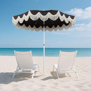 Mariner 6.5 ft. Classic Cottage Fringe Tassel Market Beach Umbrella