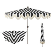 Beverly 9 ft. Designer Classic Scalloped Fringe Half Market Patio Umbrella
