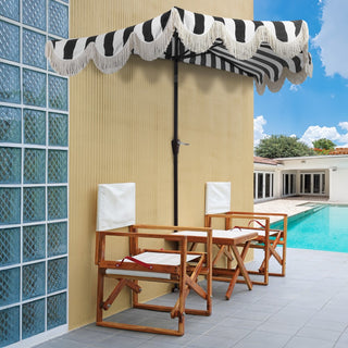 Beverly 9 ft. Designer Classic Scalloped Fringe Half Market Patio Umbrella