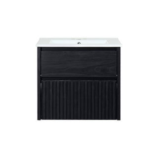 Sherwin Slat Modern Coastal 2-Drawer Wall Mounted Bath Vanity Cabinet Only (Sink Basin Not Included) - JONATHAN Y