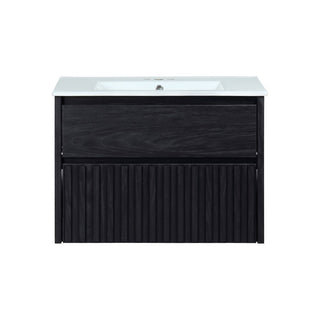 Sherwin Slat Modern Coastal 2-Drawer Wall Mounted Bath Vanity Cabinet Only (Sink Basin Not Included) - JONATHAN Y