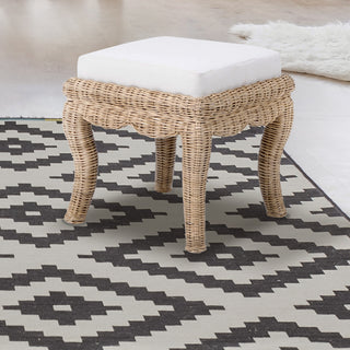 Rowan 19.7" Bohemian Designer Woven Rattan/Wood Vanity Stool - JONATHAN Y